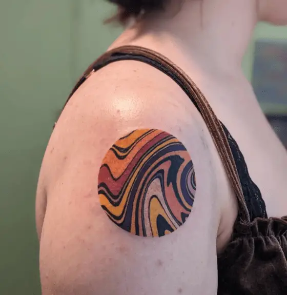 Multicolored Swirl Circle Arm Tattoo