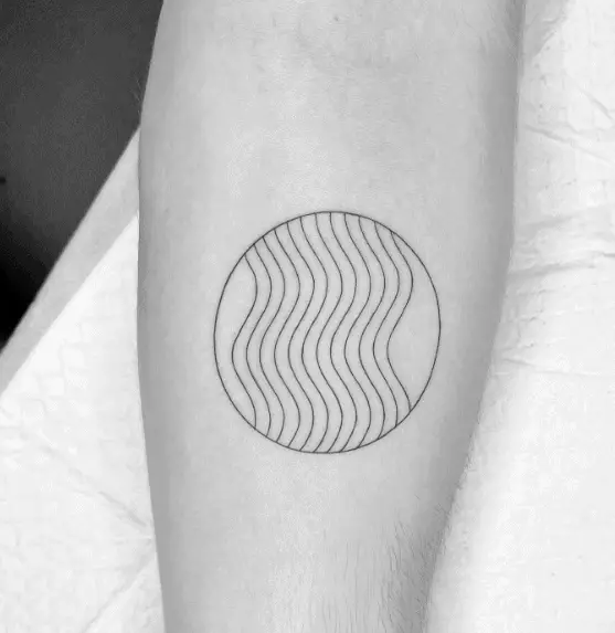 Sound Wave in a Circle Frame Tattoo