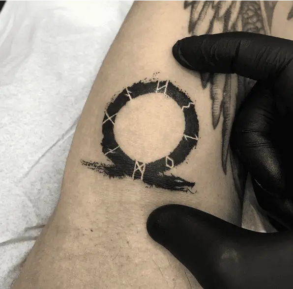 Black God of War Symbol Arm Tattoo