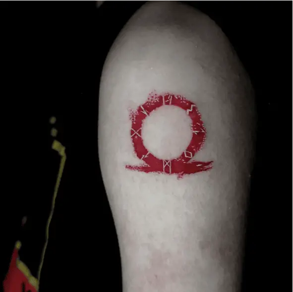 Simple God of War Symbol Upper Arm Tattoo
