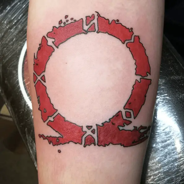 Omega with Norse Symbols Arm Tattoo