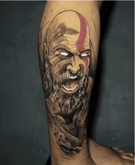 Berserk Kratos Leg Tattoo