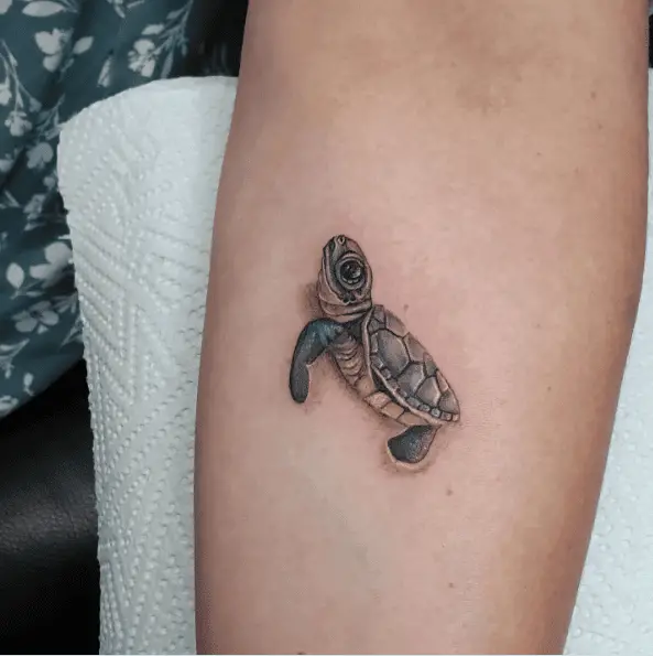 Baby Sea Turtle Colored Tattoo