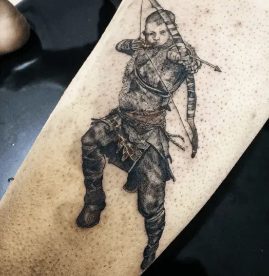 Atreus Archery Leg Tattoo