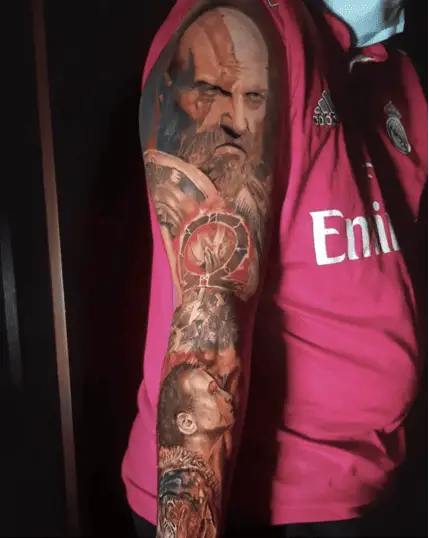 Realistic God Of War Arm Tattoo