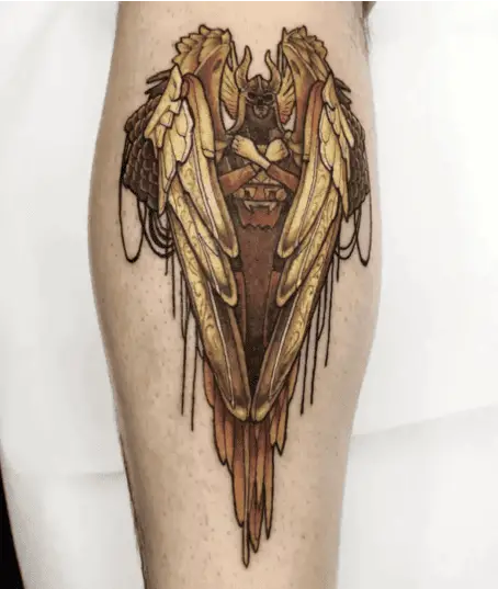 Golden Valkyrie Leg Tattoo