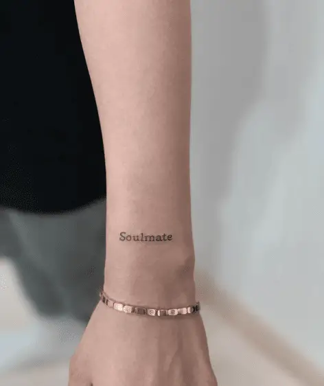 Soulmate Lettering Hand Tattoo