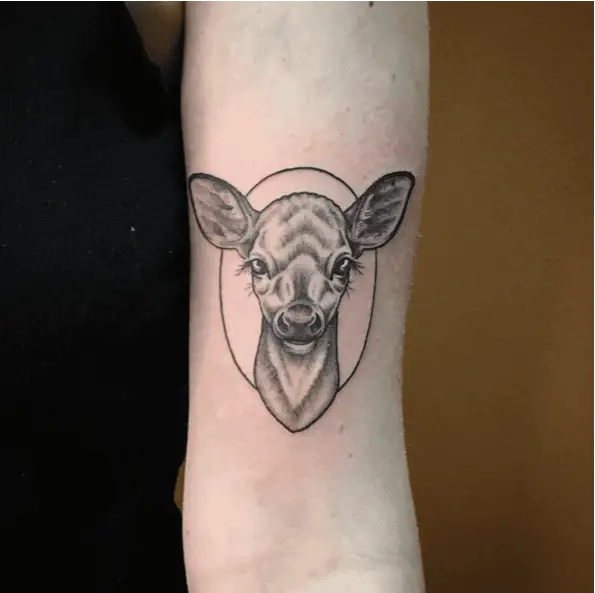 Front View Fawn Head Arm Tattoo