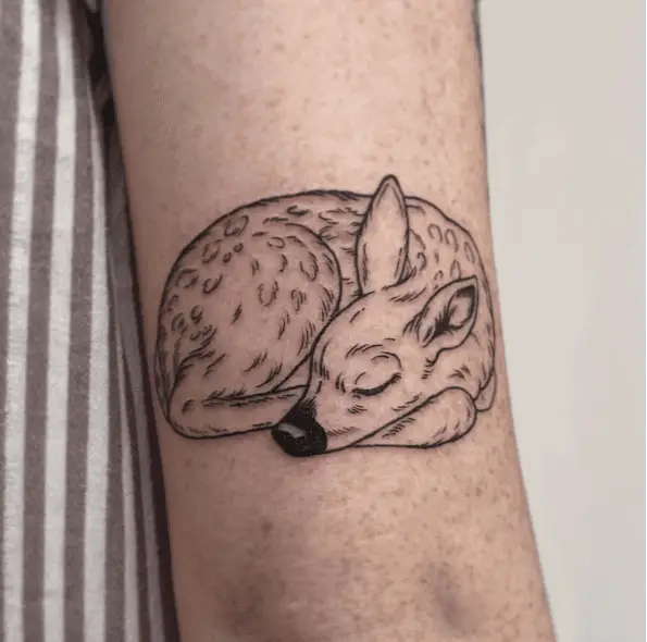Sleeping Soundly Fawn Arm Tattoo