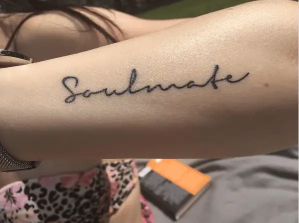 Cursive Text Style Soulmate Lettering Tattoo