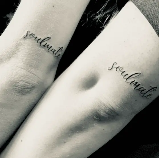 Soulmate Lettering Tattoo For Couple
