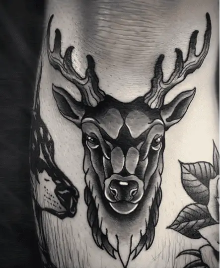 Black Deer Leg Tattoo