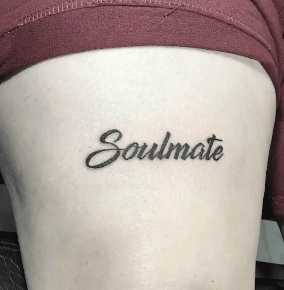Bold Ink Soulmate Thigh Tattoo