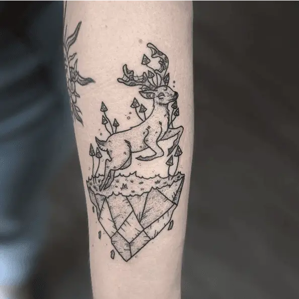 Floating Deer Island Arm Tattoo