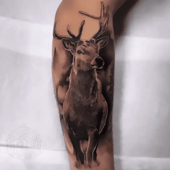 Selective Focus Deer Arm Tattoo