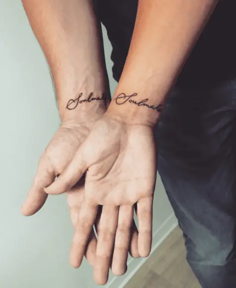 Soulmate Lettering Couple Tattoo