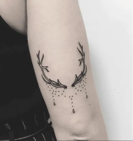 Deer Antlers with Embellishments Arm Tattoo