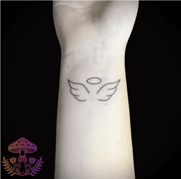 Simple Angel Wings Wrist Tattoo
