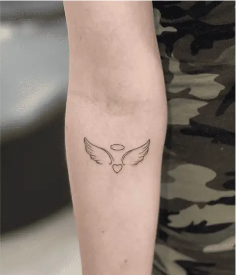 Heart Angel Wings Wrist Tattoo