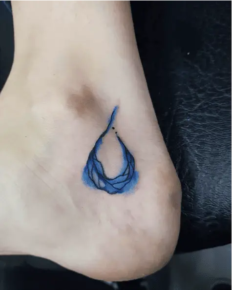 Blue Crystalized Water Drop Feet Tattoo