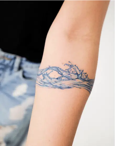Two Water Splash Collide Arm Tattoo