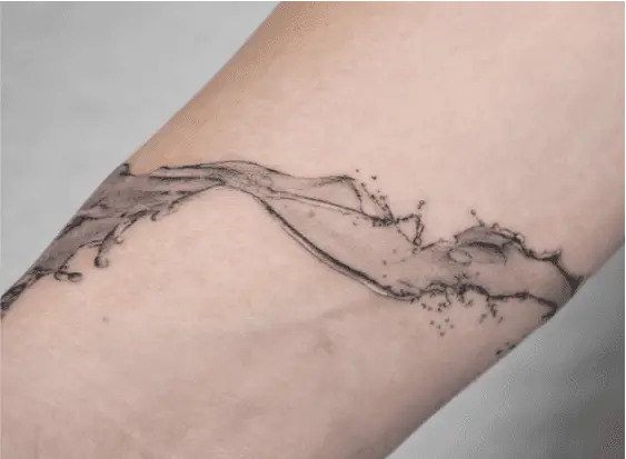 Detailed Water Splash Arm Tattoo