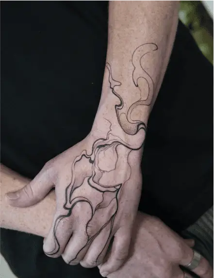 Black Running Water Hand Tattoo