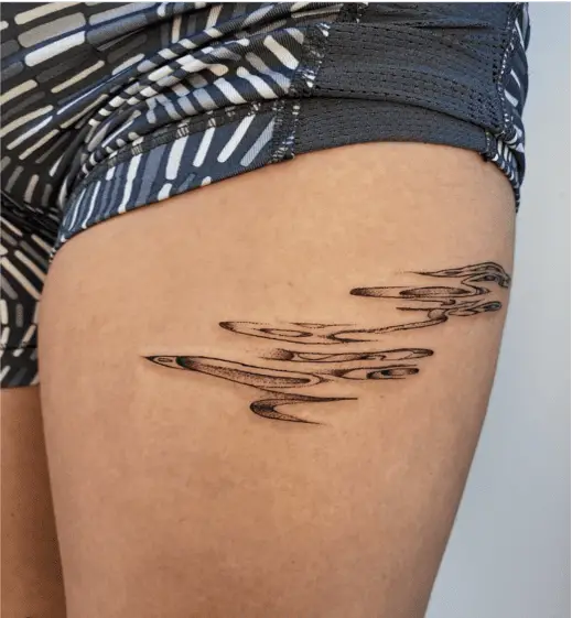 Zigzag Water Thigh Tattoo