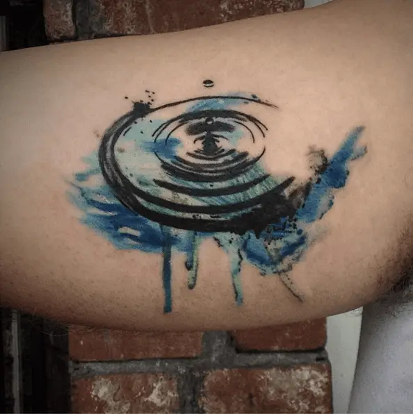 Watercolor Black Ripple Water Arm Tattoo