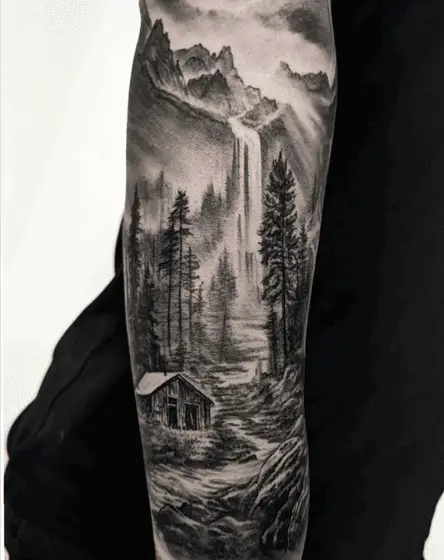 Waterfall River in Forest Arm Tattoo