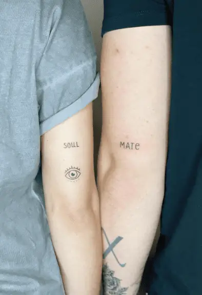 Split Style Soulmate Tattoo with Evil Eye