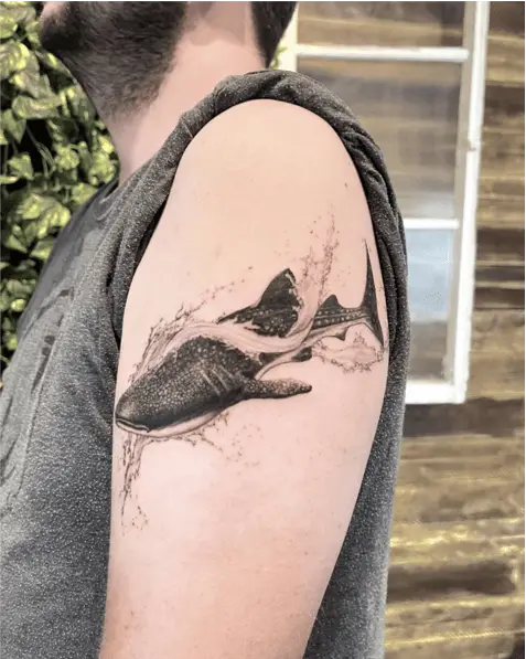 Whales Leaping from the Water Upper Arm Tattoo