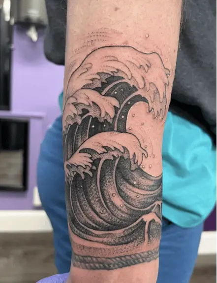 Detailed Japanese Water Arm Tattoo