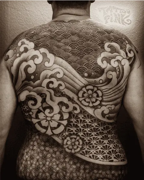 Japanese Water Back Piece Tattoo