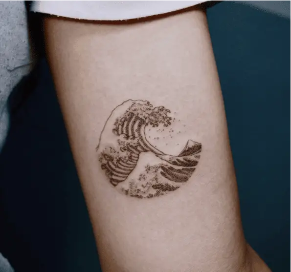 Japan Wind Wave Circle Arm Tattoo