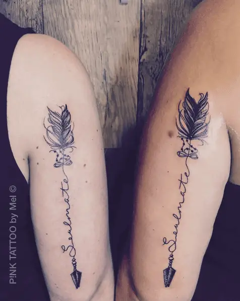 Arrow with Soulmate Lettering Tattoo