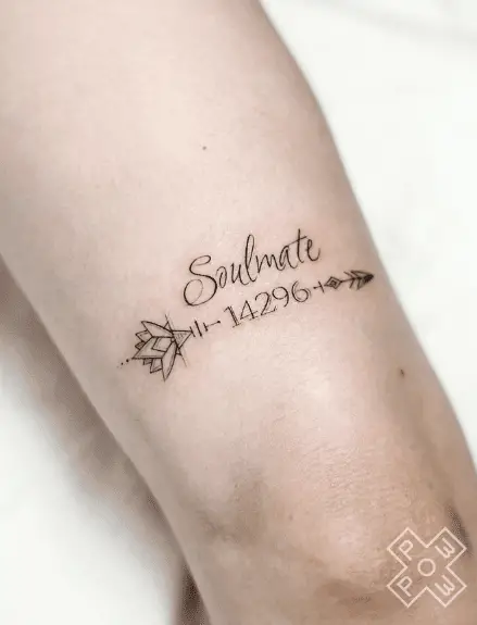 Soulmate Tattoo with Decorative Arrow and Numerals