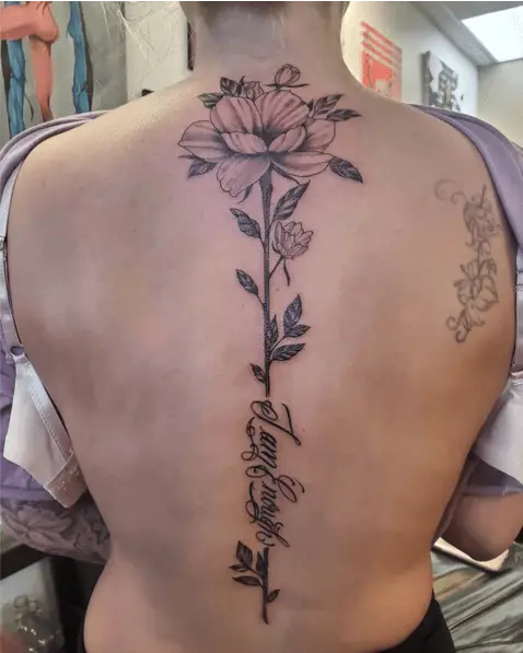 Decorative I am Enough With Long Flower Back Tattoo