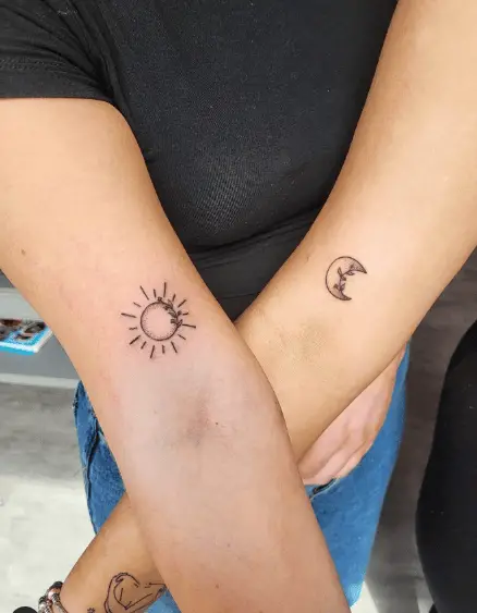 Sun and Moon Soulmates Arm Tattoo