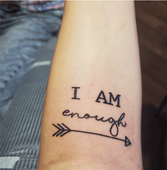 I am Enough With Arrow Arm Tattoo