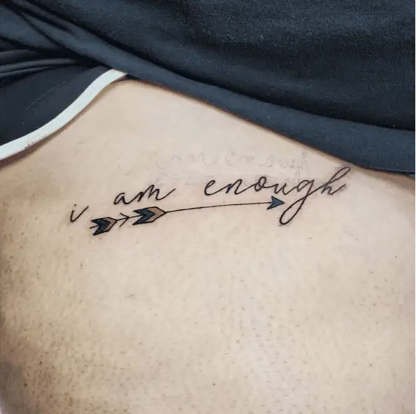 I am Enough With Colored Arrow Tattoo