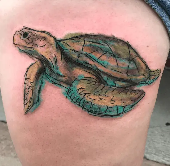 Artistic Version of a Sea Turtle Tattoo