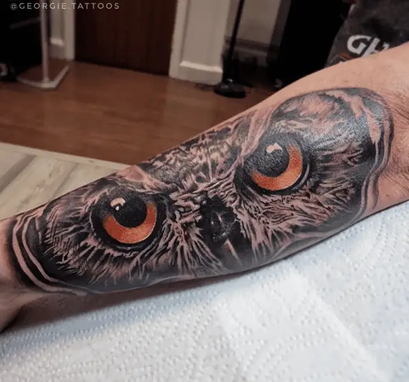 Owl Eyes Forearm Tattoo