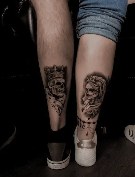 Skull Face King and Queen Soulmate Tattoo