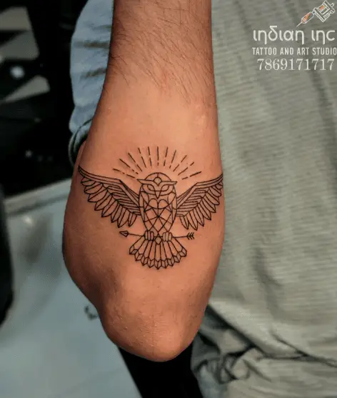 Geometric Owl Lined Tattoo