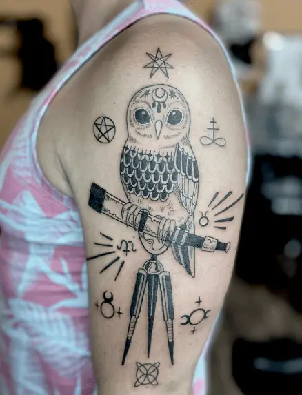 Occult Owl Arm Tattoo