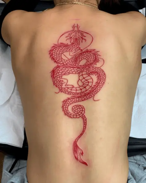 Red Dragon Back Tattoo Piece