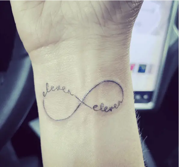 Eleven Eleven in Infinity Sign Wrist Tattoo