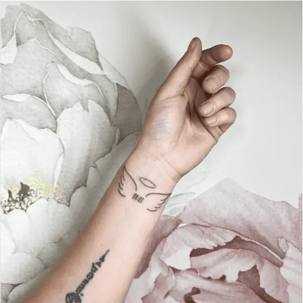 Fine Line Angel 1111 Wrist Tattoo