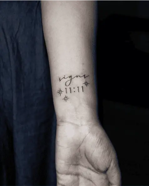 Three Stars with 1111 Arm Tattoo